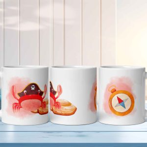 Taza Brillante con Cangrejo Pirata y Brújula