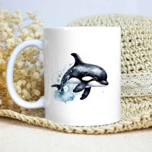 Taza Brillante con Bonita Orca Saltando