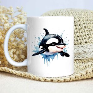 Taza Brillante con Bonita y Alegre Orca