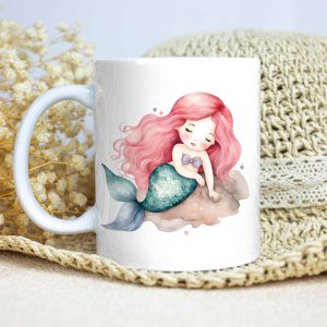 Taza Brillante con Bonita Sirena Recostada