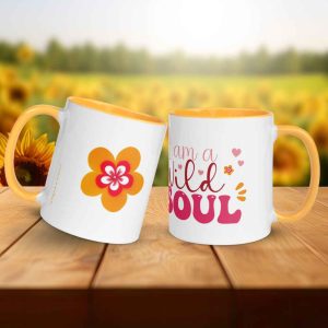 Taza Flor Naranja "I Am A Wild Soul" para amantes de las flores y la alegría