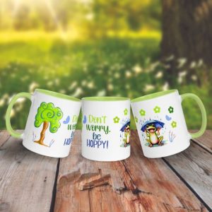 Taza "Don't Worry. Be Hoppy" divertida para amantes de los árboles y las ranas