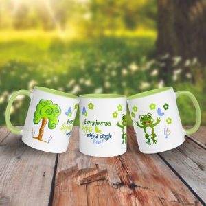Taza "Every Journey Begins With A Single Hop!" divertida para amantes de los árboles y las ranas