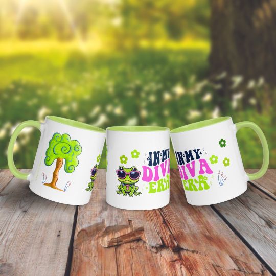 Taza "In My Diva Era" divertida para amantes de los árboles y las ranas