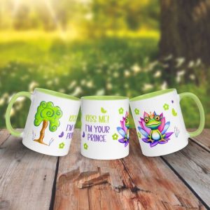Taza "Eat, Sleep, Kiss Frogs" divertida para amantes de los árboles y las ranas