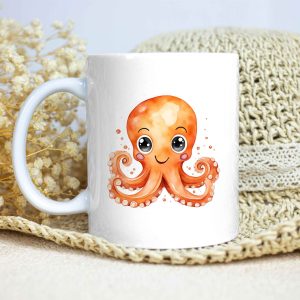 Taza Brillante con Bonito Pulpo Naranja