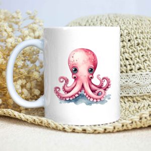 Taza Brillante con Bonito Pulpo Rosa