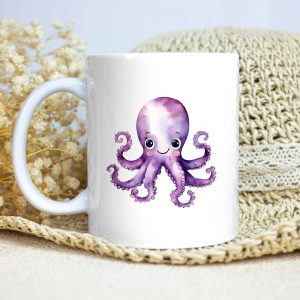 Taza Brillante con Bonito Pulpo Morado