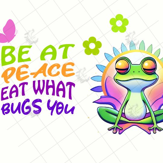 Taza "Be At Peace, Eat What Bugs You" divertida para amantes de los árboles y las ranas - Imagen 2