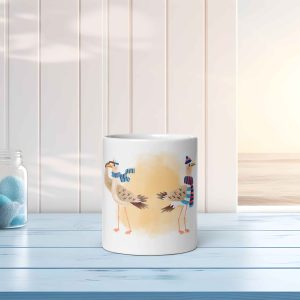 Taza Brillante con Simpáticas Gaviotas Marineras