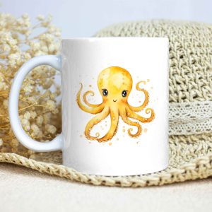 Taza Brillante con Bonito Pulpo Amarillo