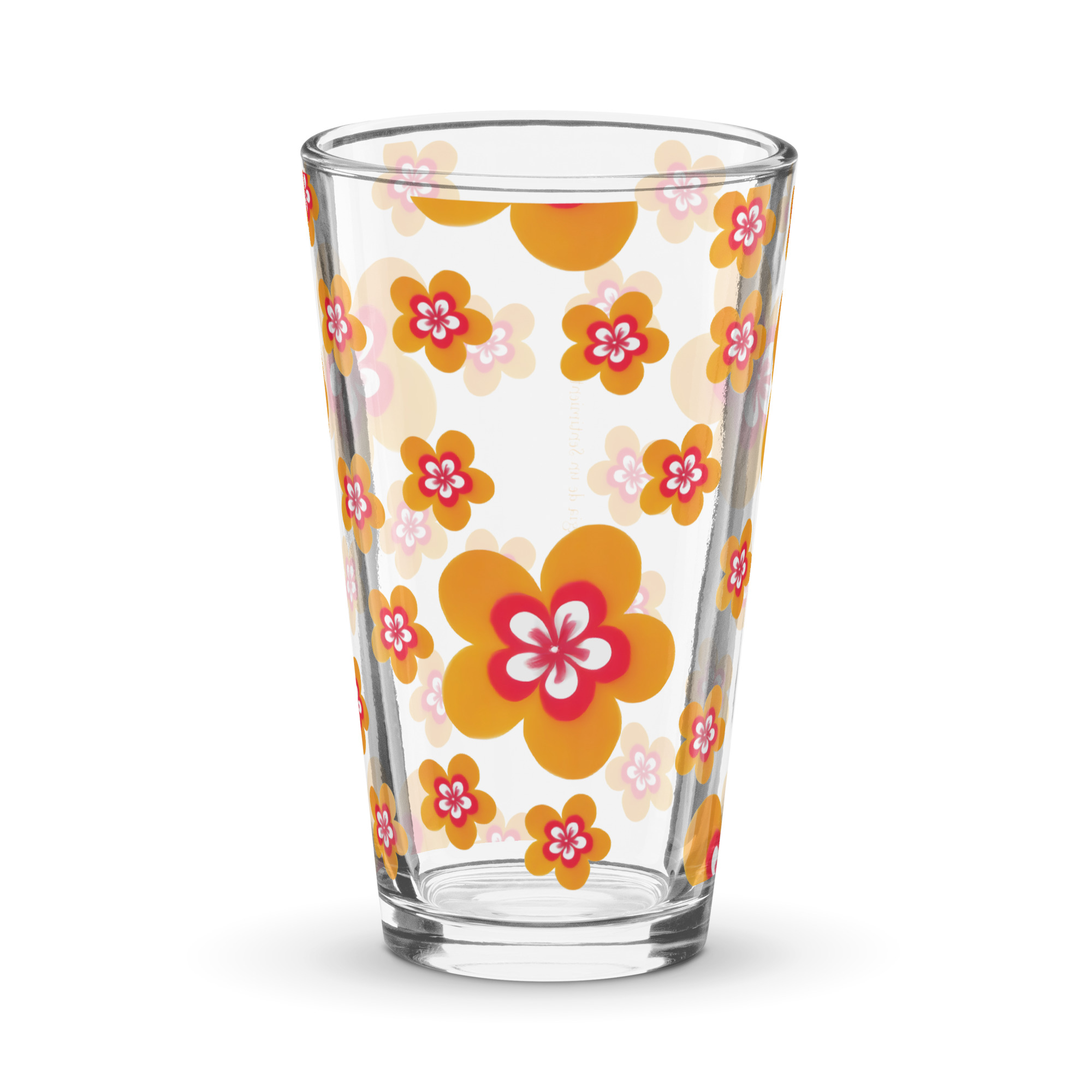 Vaso alto de cristal con patrón de Flor Naranja - Imagen 3