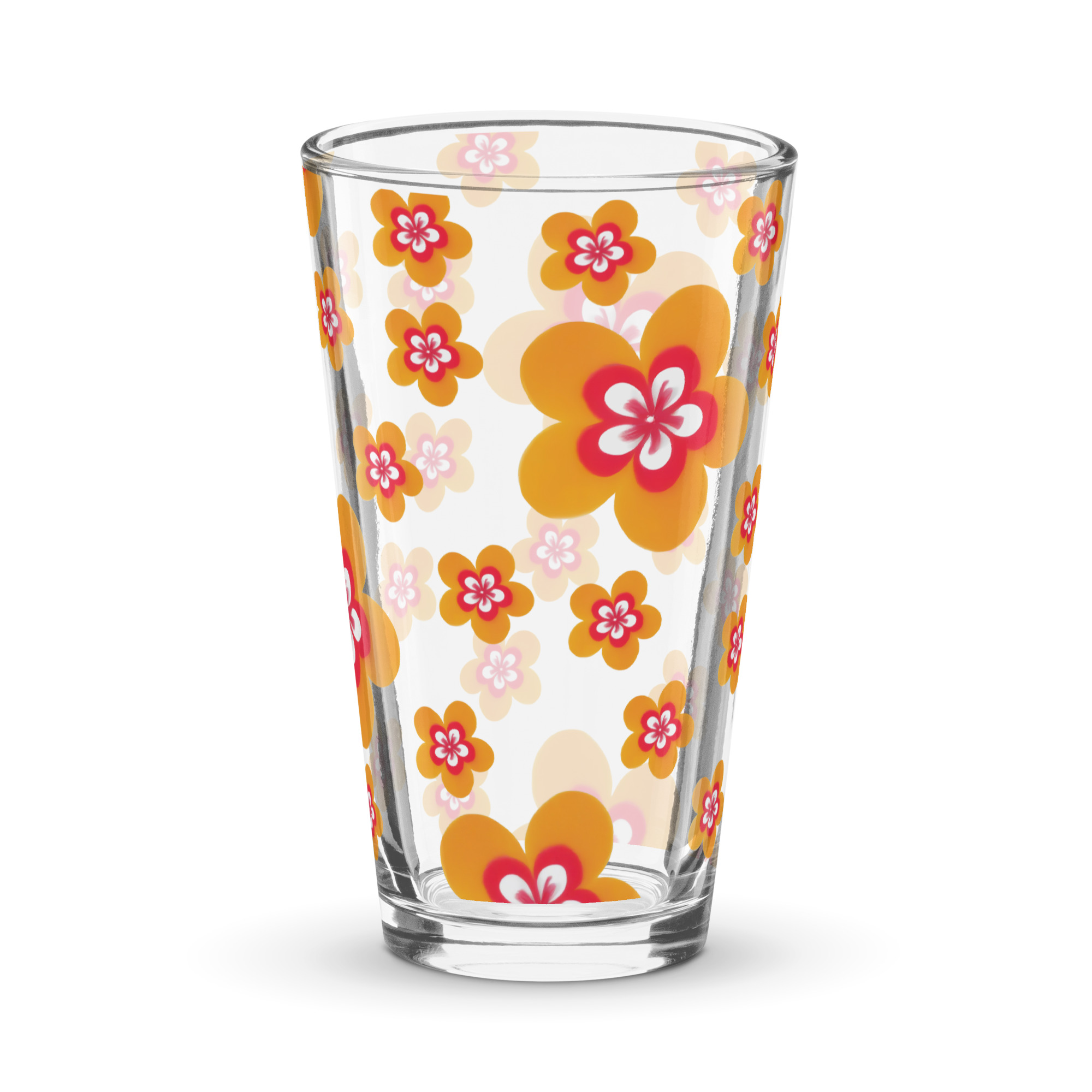 Vaso alto de cristal con patrón de Flor Naranja - Imagen 6