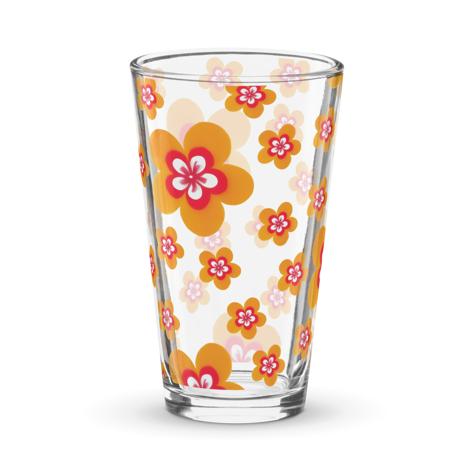 Vaso alto de cristal con patrón de Flor Naranja - Imagen 5