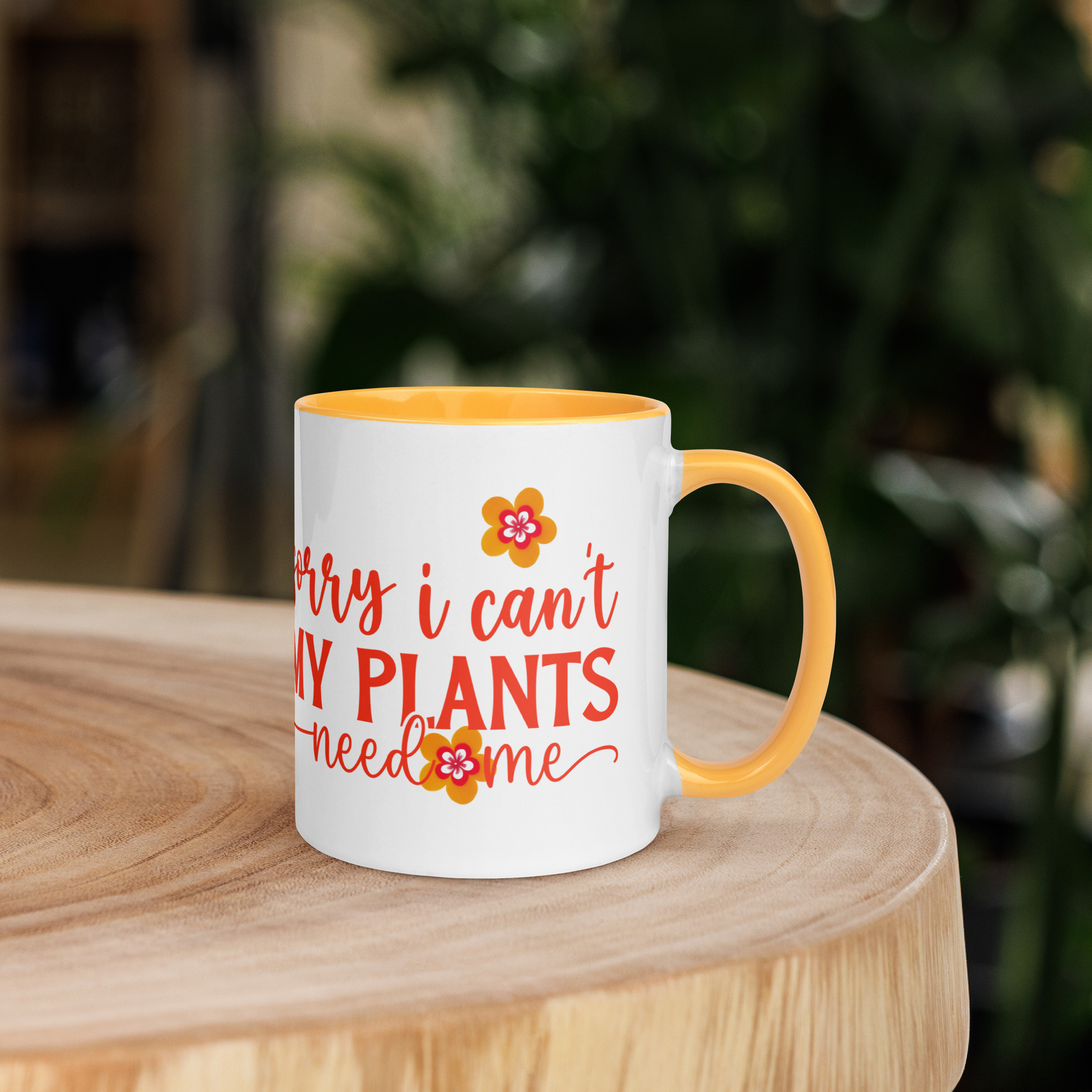 Taza Flor Naranja "Sorry, I can't. My plants need me" para amantes de las flores y la alegría - Imagen 3
