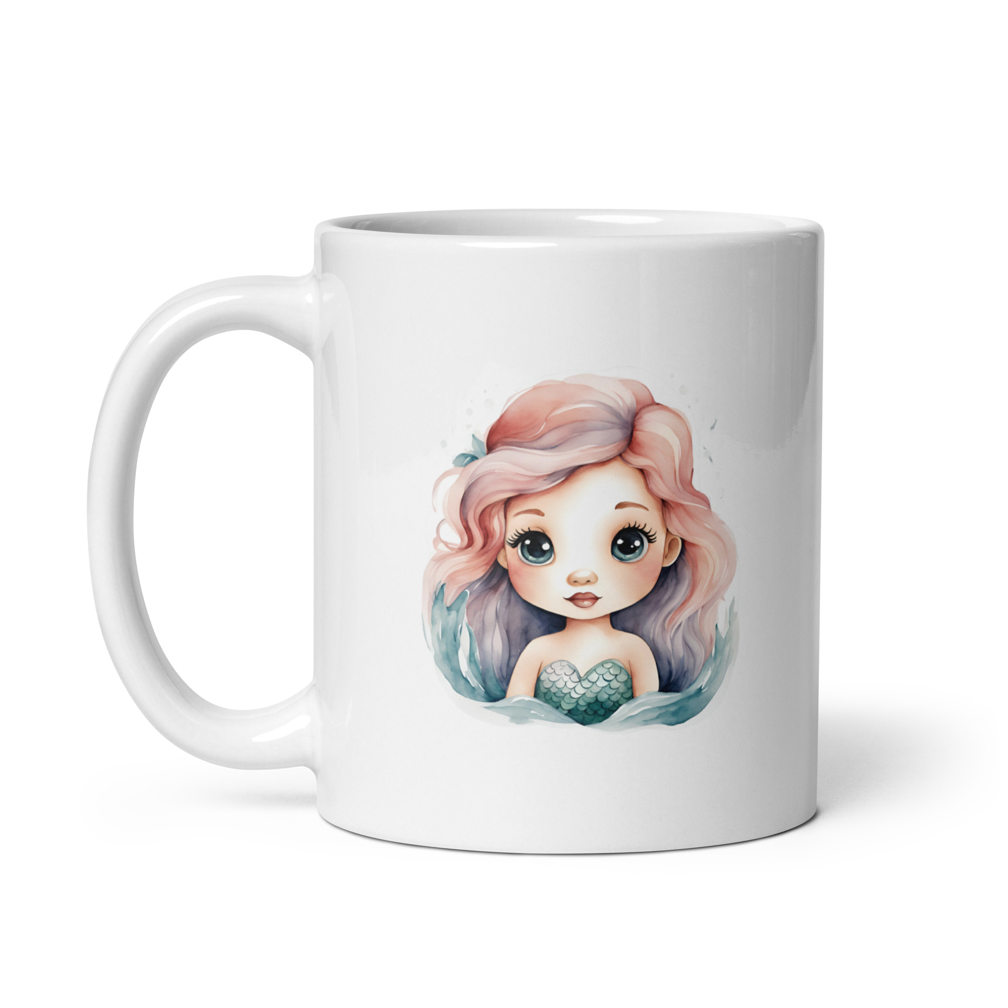 Taza Brillante con Bonita Sirena Rosa y Azul - Imagen 2