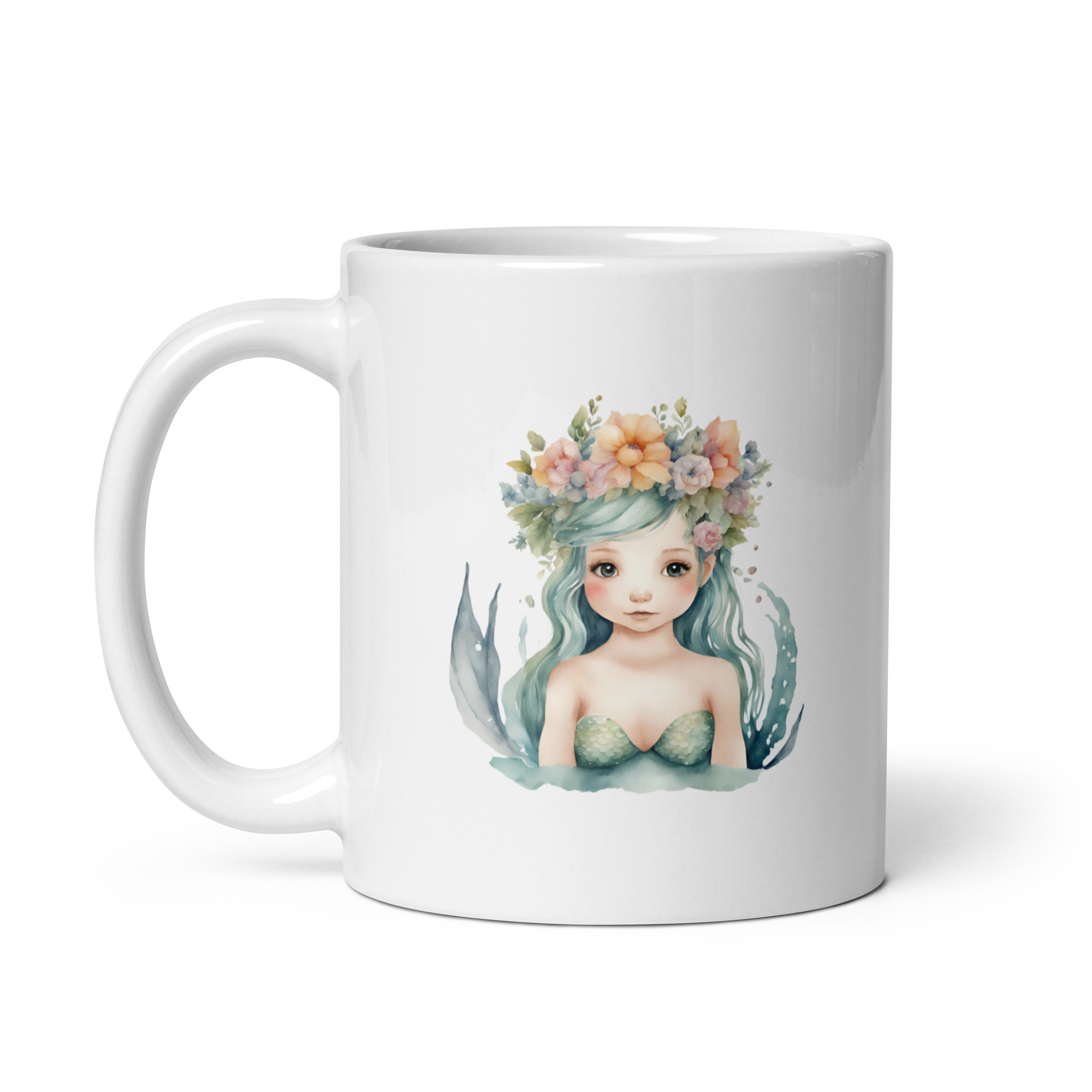 Taza Brillante con Bonita Sirena con Corona de Flores - Imagen 2