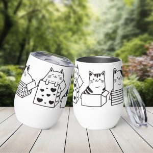 Vaso Térmico para Zumo, Vino, Té con Divertidos Gatos en Cajas