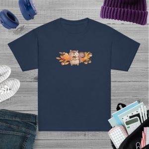 Camiseta para niño y niña con bonito diseño de ardilla y bellotas en otoño