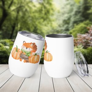 Ternura en un Vaso. Dulce Zorrito con Calabazas. Para Zumo, Vino, Té. Térmico.