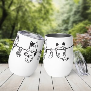 Vaso Térmico para Zumo, Vino, Té con Divertidos Gatos en una Cuerda