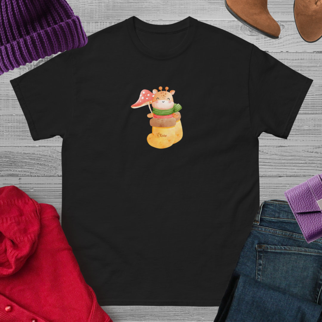 Camiseta con diseño de una dulce jirafa en un cómodo calcetín de otoño - Imagen 2