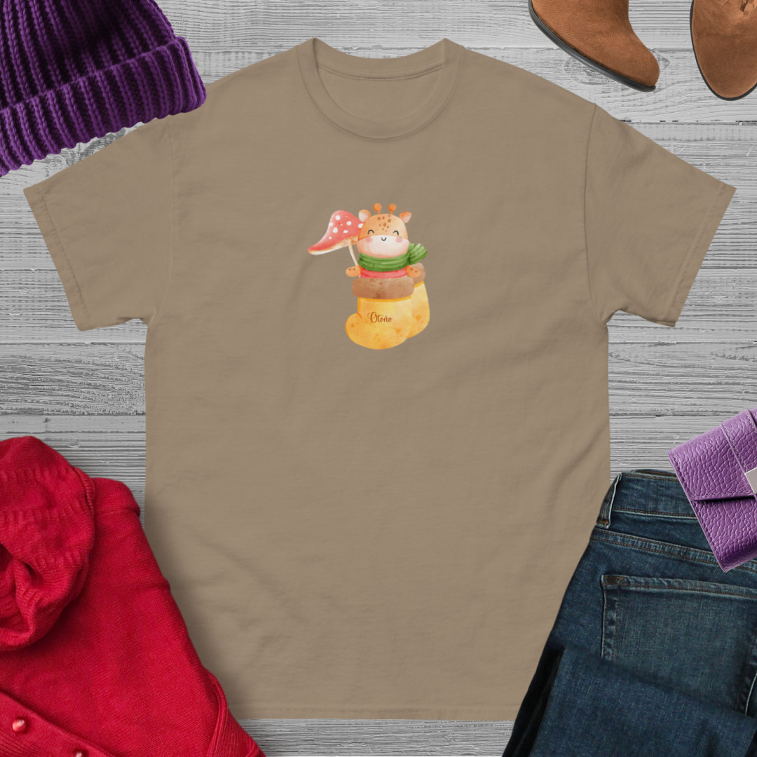 Camiseta con diseño de una dulce jirafa en un cómodo calcetín de otoño - Imagen 4