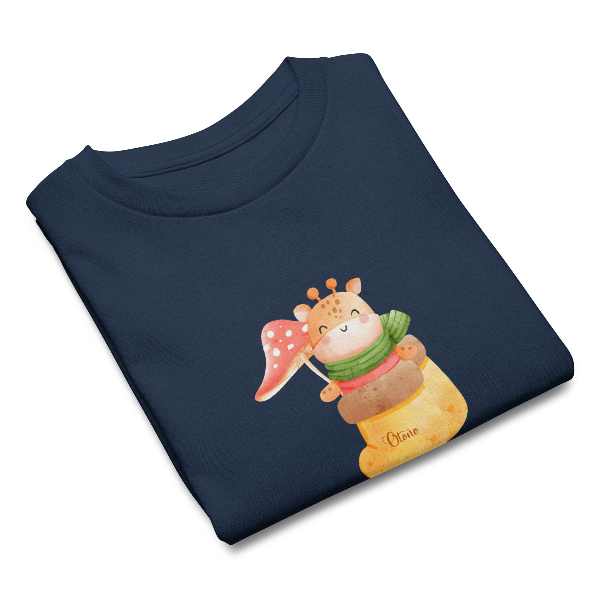 Camiseta para niño y niña con una dulce jirafa en un cómodo calcetín de otoño - Imagen 9