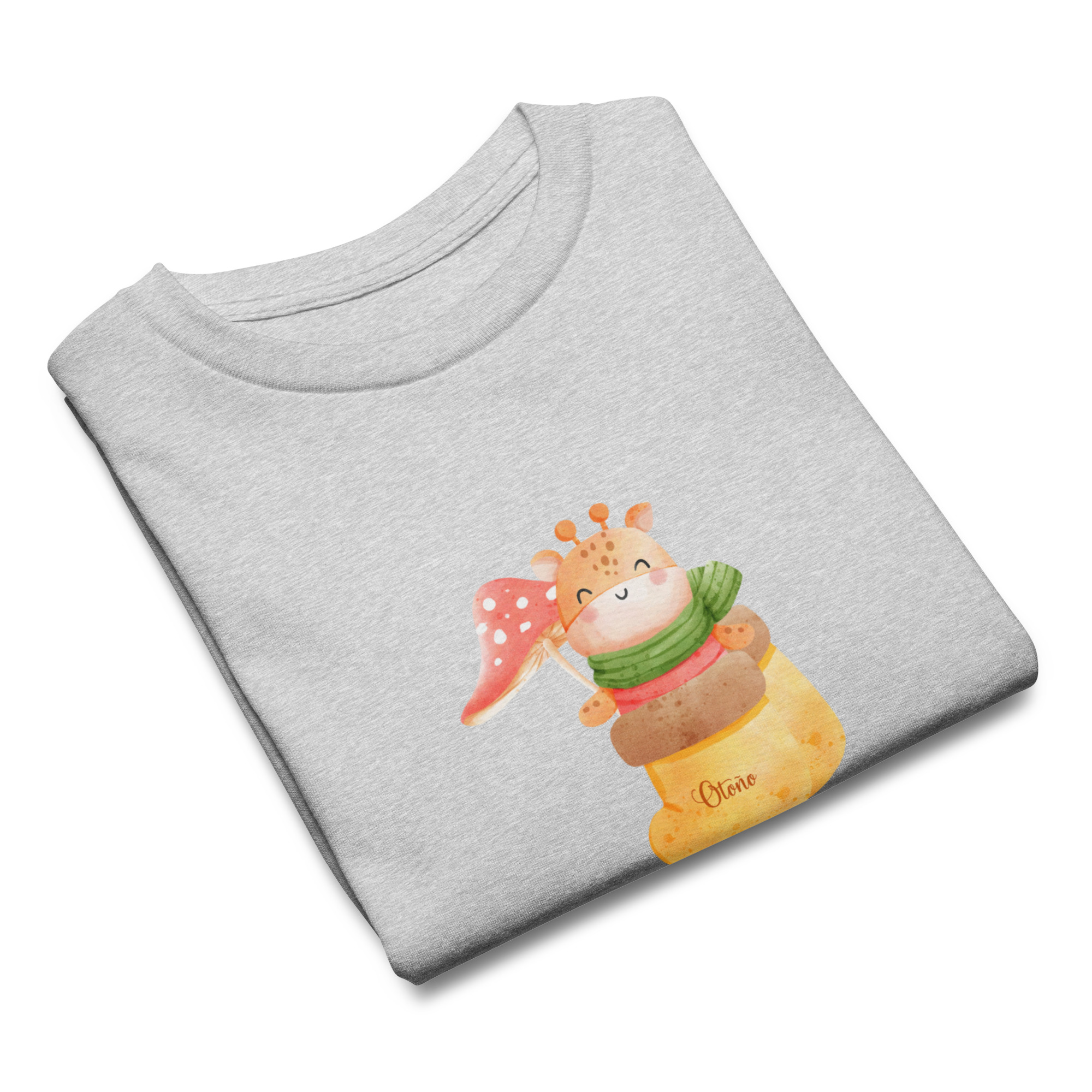 Camiseta para niño y niña con una dulce jirafa en un cómodo calcetín de otoño - Imagen 11