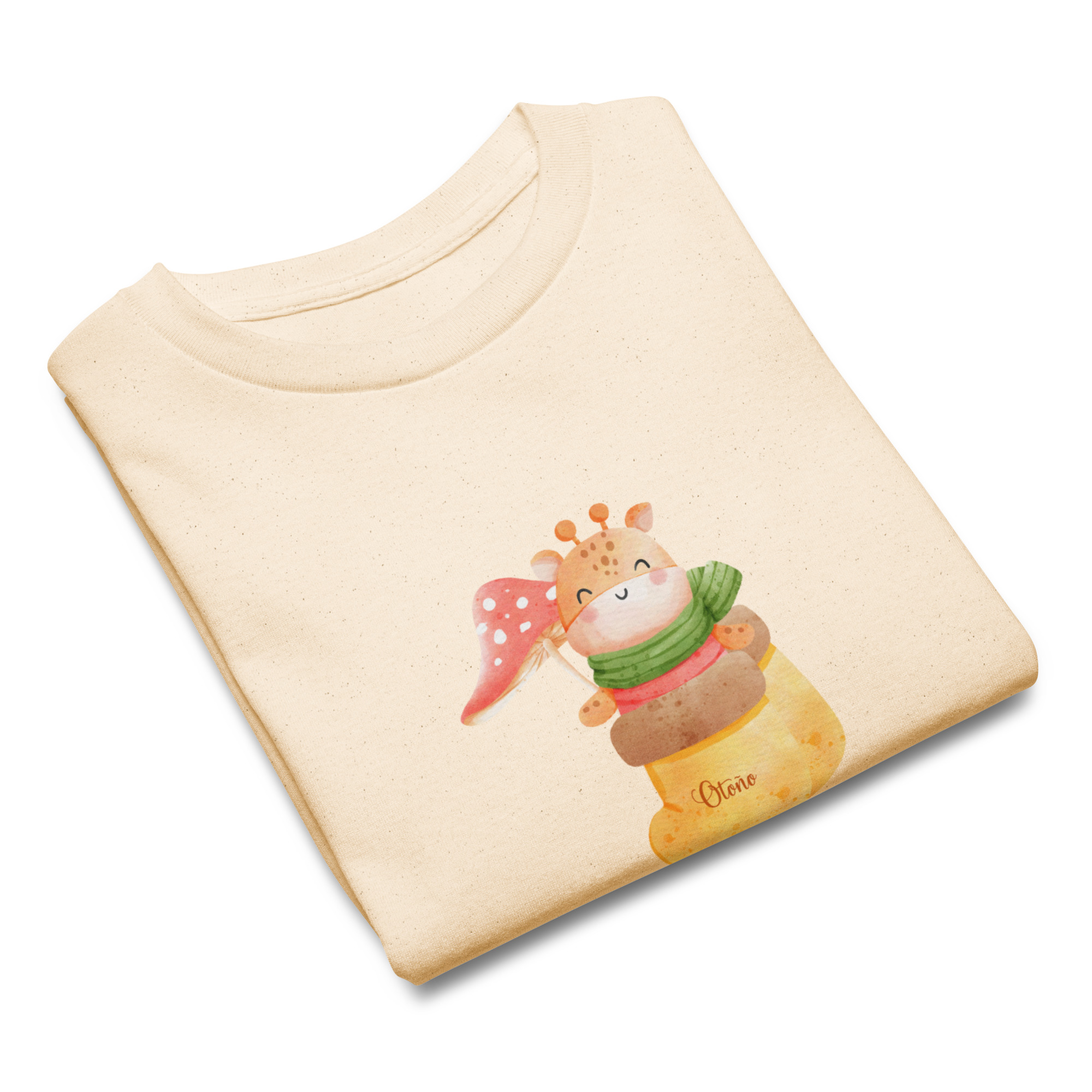 Camiseta para niño y niña con una dulce jirafa en un cómodo calcetín de otoño - Imagen 12