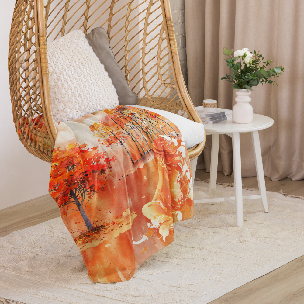 Manta mullida Sueños de otoño con árboles y chica de fantasía - Imagen 2