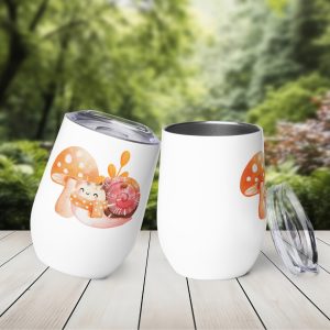 Ternura en un Vaso. Alegre Caracol junto a una bonita Seta. Para Zumo, Vino, Té. Térmico.