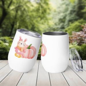 Ternura en un Vaso. Bonita Conejita en tonos rosas. Para Zumo, Vino, Té. Térmico.