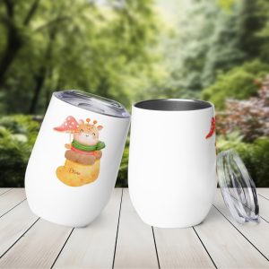 Ternura en un Vaso. Bonita Jirafa dentro de un Cómodo Calcetín. Para Zumo, Vino, Té. Térmico.