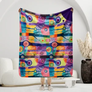 Manta de Serenidad con motivos coloridos en morado y lila