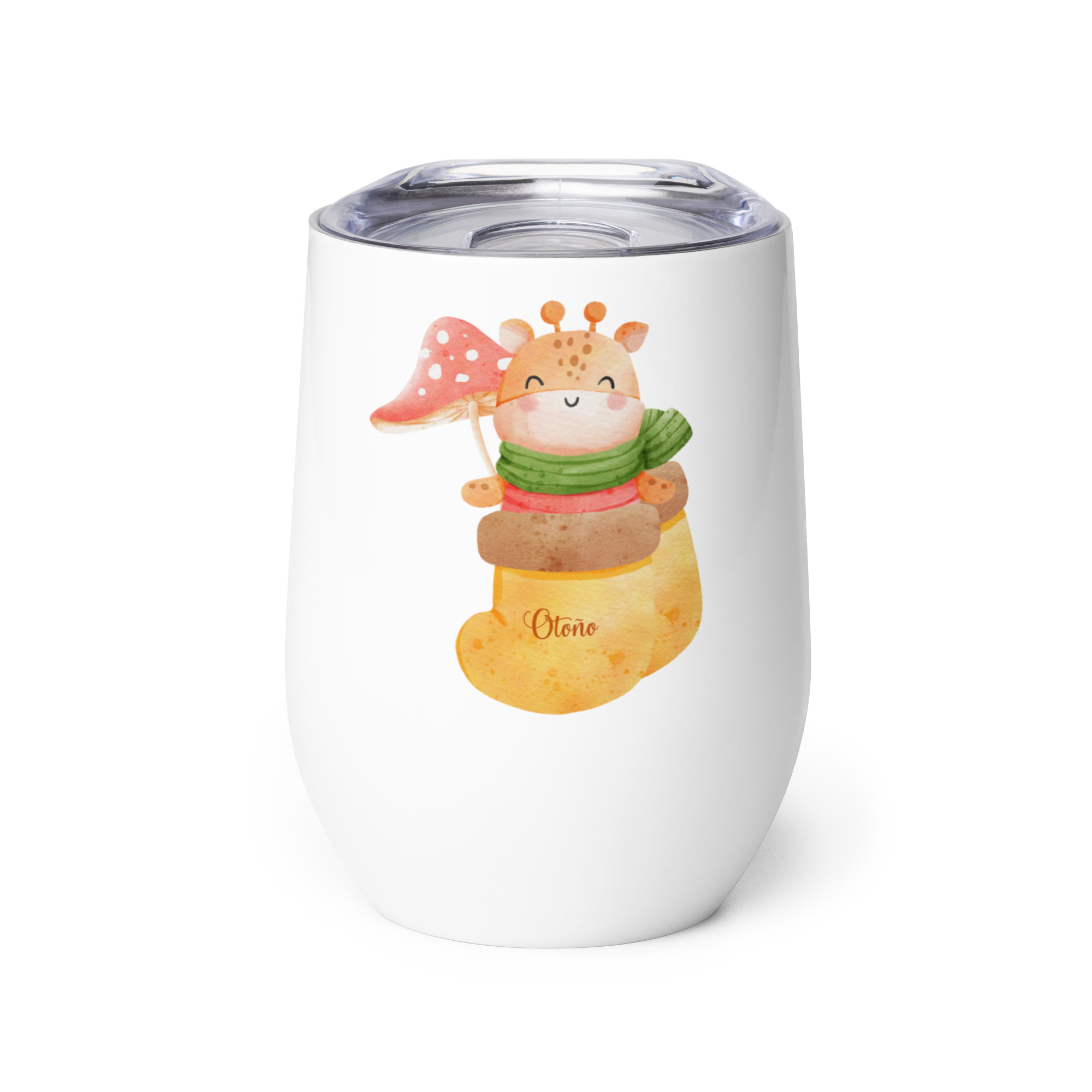 Ternura en un Vaso. Bonita Jirafa dentro de un Cómodo Calcetín. Para Zumo, Vino, Té. Térmico. - Imagen 2