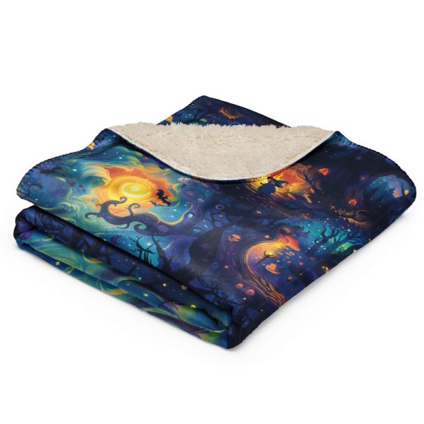 Manta de misterio mullida con motivos de magia y fuego en fondo azul [Personalizable] - Imagen 8