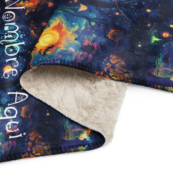 Manta de misterio mullida con motivos de magia y fuego en fondo azul [Personalizable] - Imagen 9