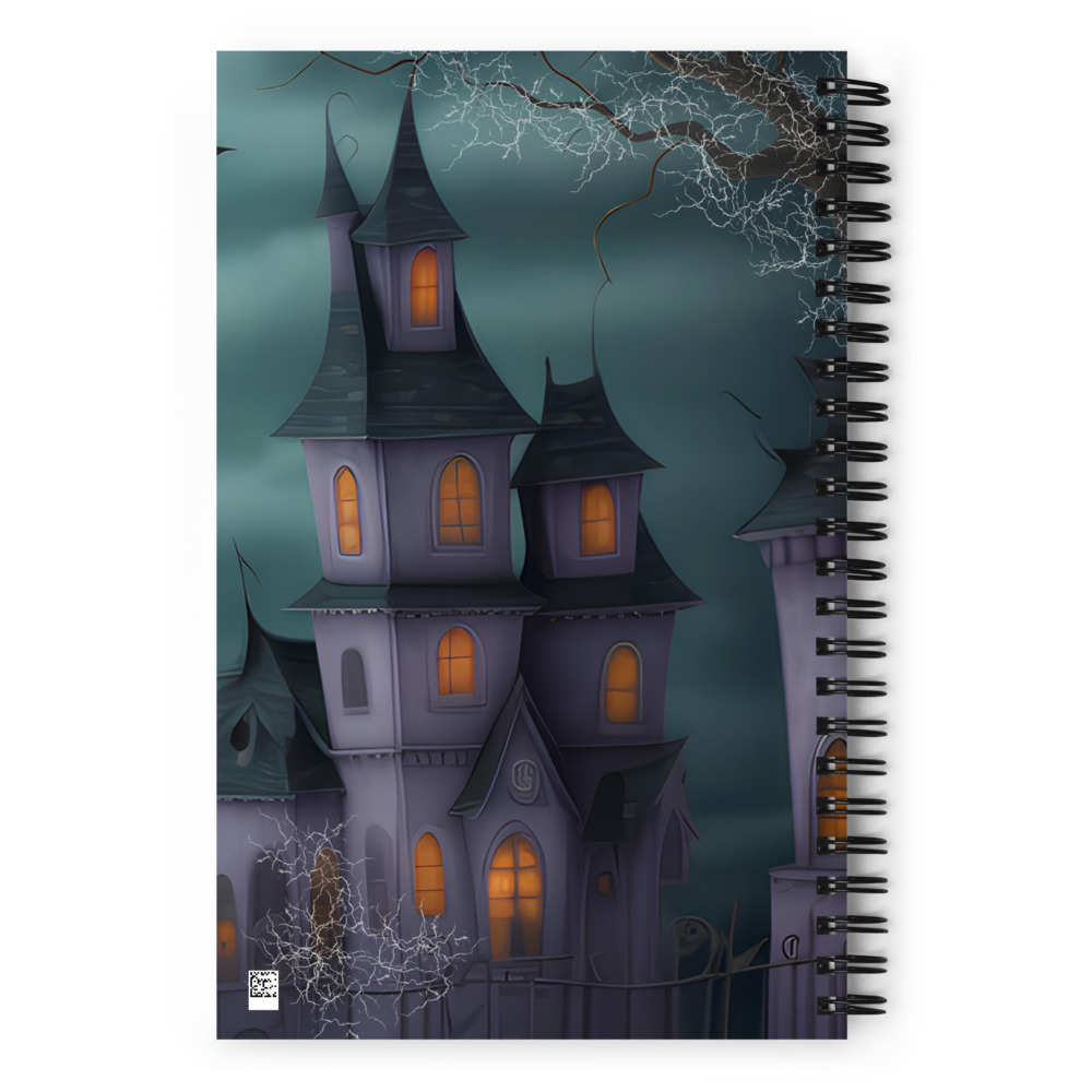 Cuaderno en Espiral con niña calabaza gótica de ojos grandes en fondo tenebroso - Imagen 3