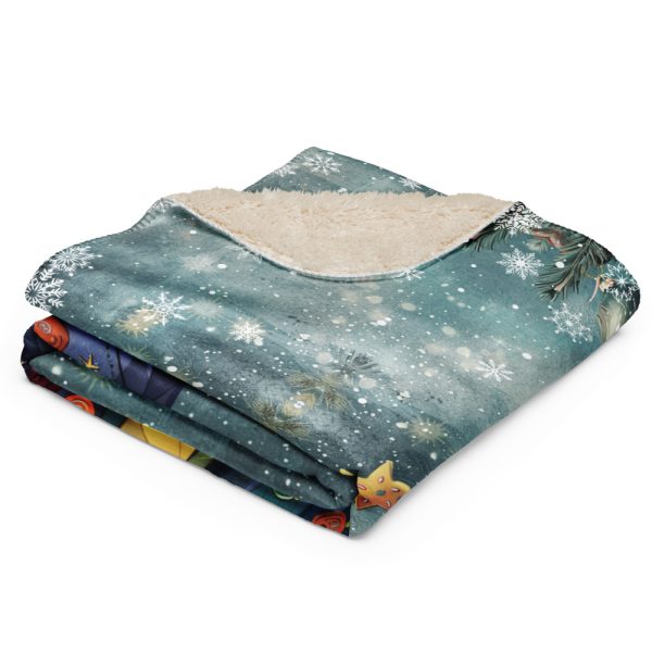 Manta con diseño de Árbol Mágico de colores sobre fondo de invierno y copos de nieve - Imagen 5
