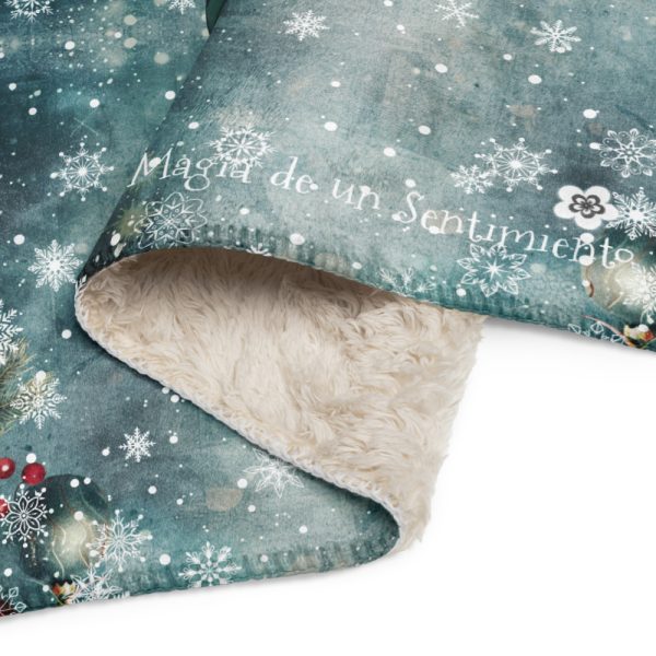 Manta con diseño de Árbol Mágico de colores sobre fondo de invierno y copos de nieve - Imagen 6