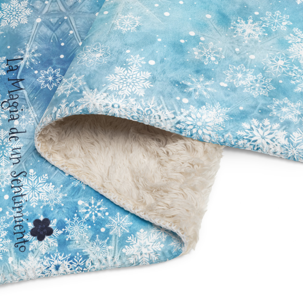 Manta con diseño de Abetos azules de invierno con estrellas doradas y fondo de nieve - Imagen 6