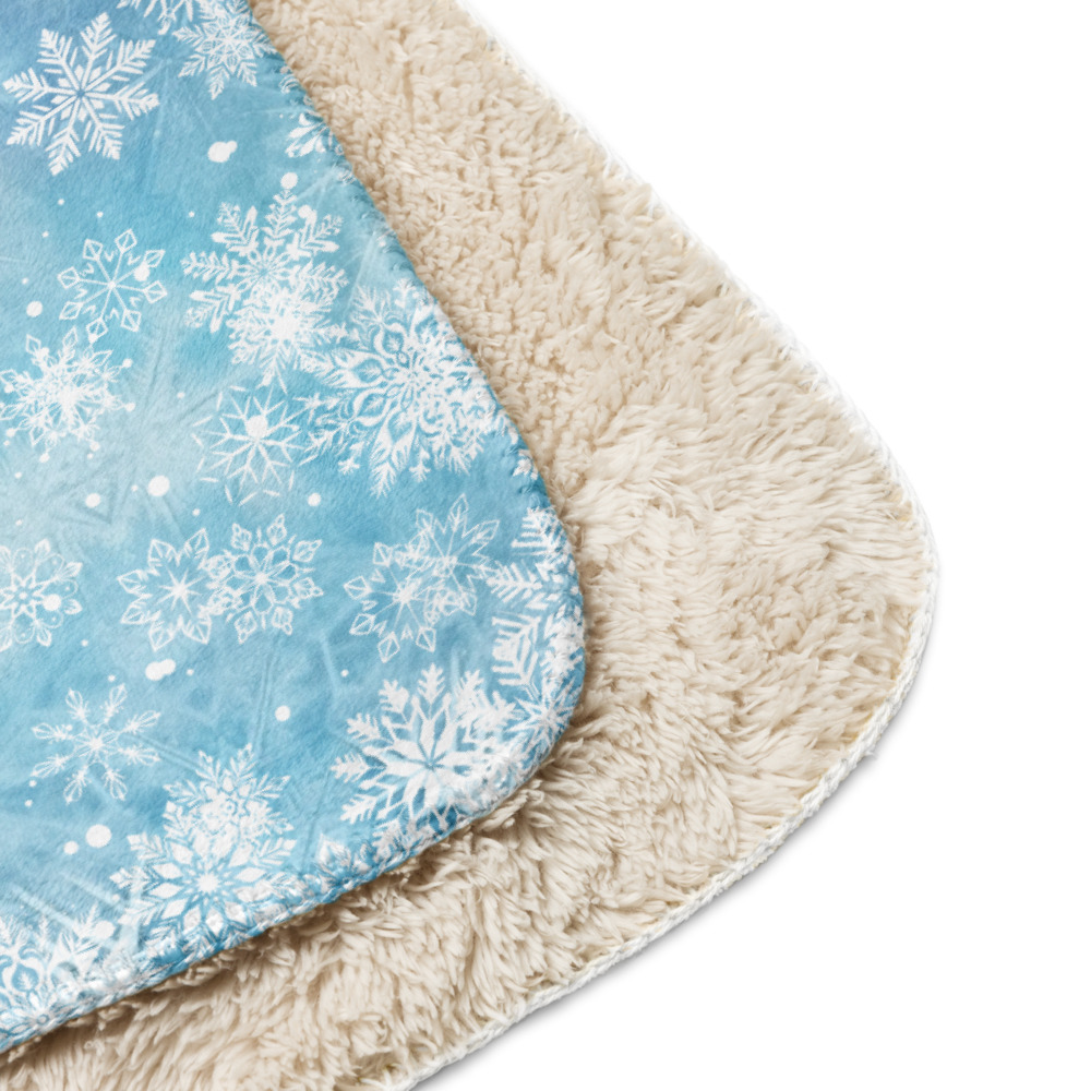 Manta con diseño de Abetos azules de invierno con estrellas doradas y fondo de nieve - Imagen 7