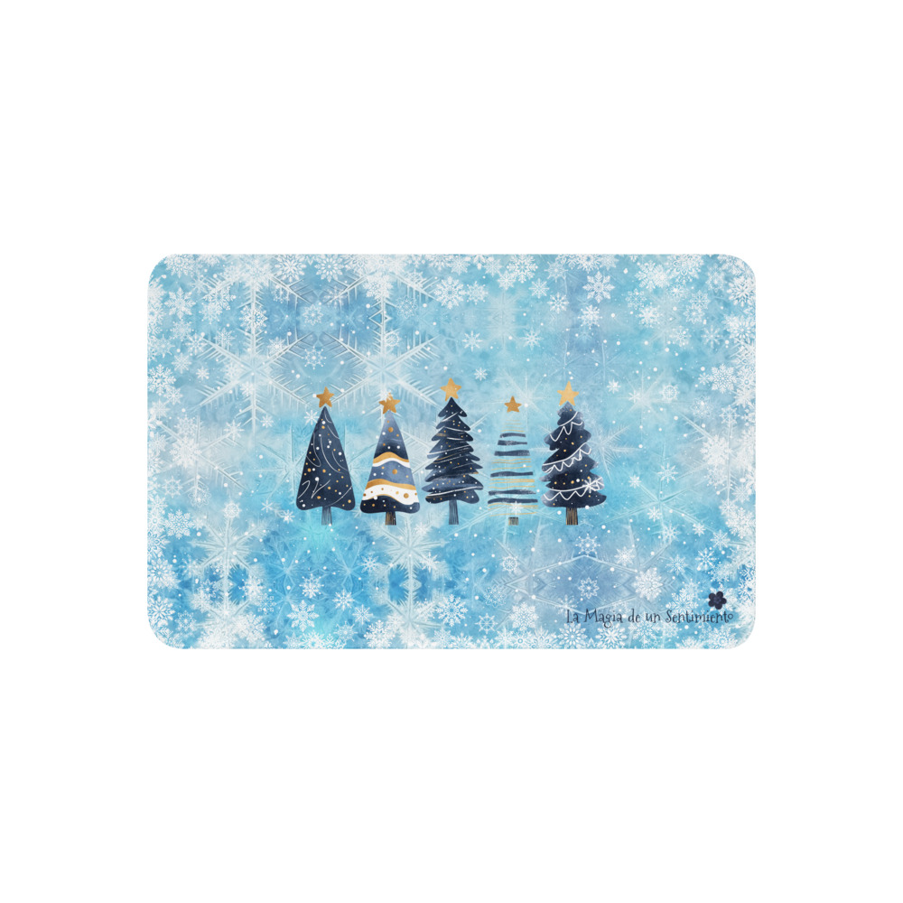 Manta con diseño de Abetos azules de invierno con estrellas doradas y fondo de nieve - Imagen 8