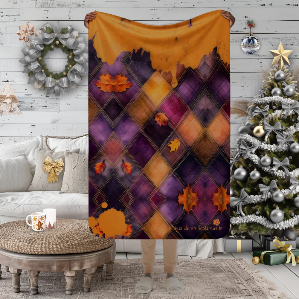 Manta de Elevación con Rombos morados y Pintura ámbar