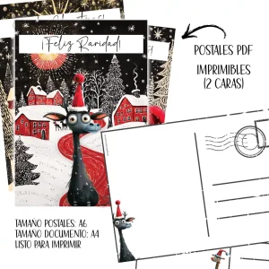 Postales "Feliz Raridad" | Digitales para Imprimir | 10 postales | Frontal y trasera | Divertidas | Navideñas
