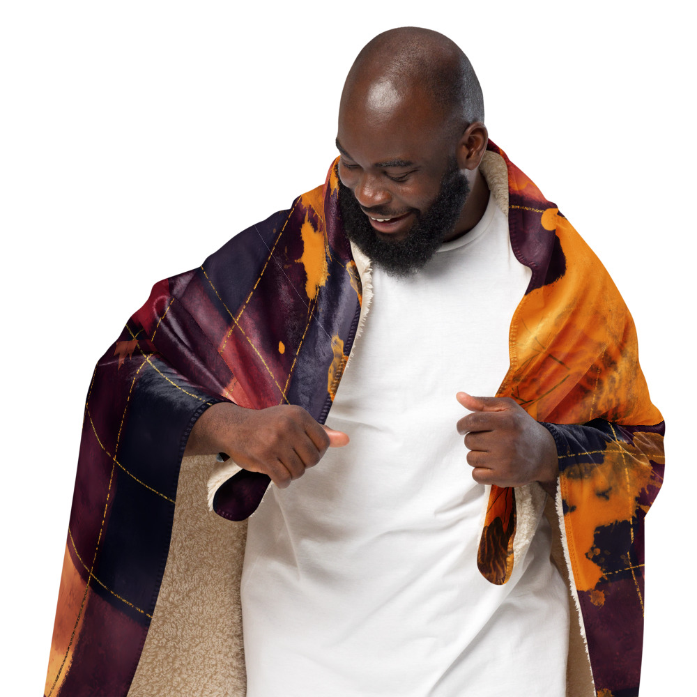 Manta de Elevación con Cuadros Burdeos y Manchas de creatividad ambar - Imagen 4