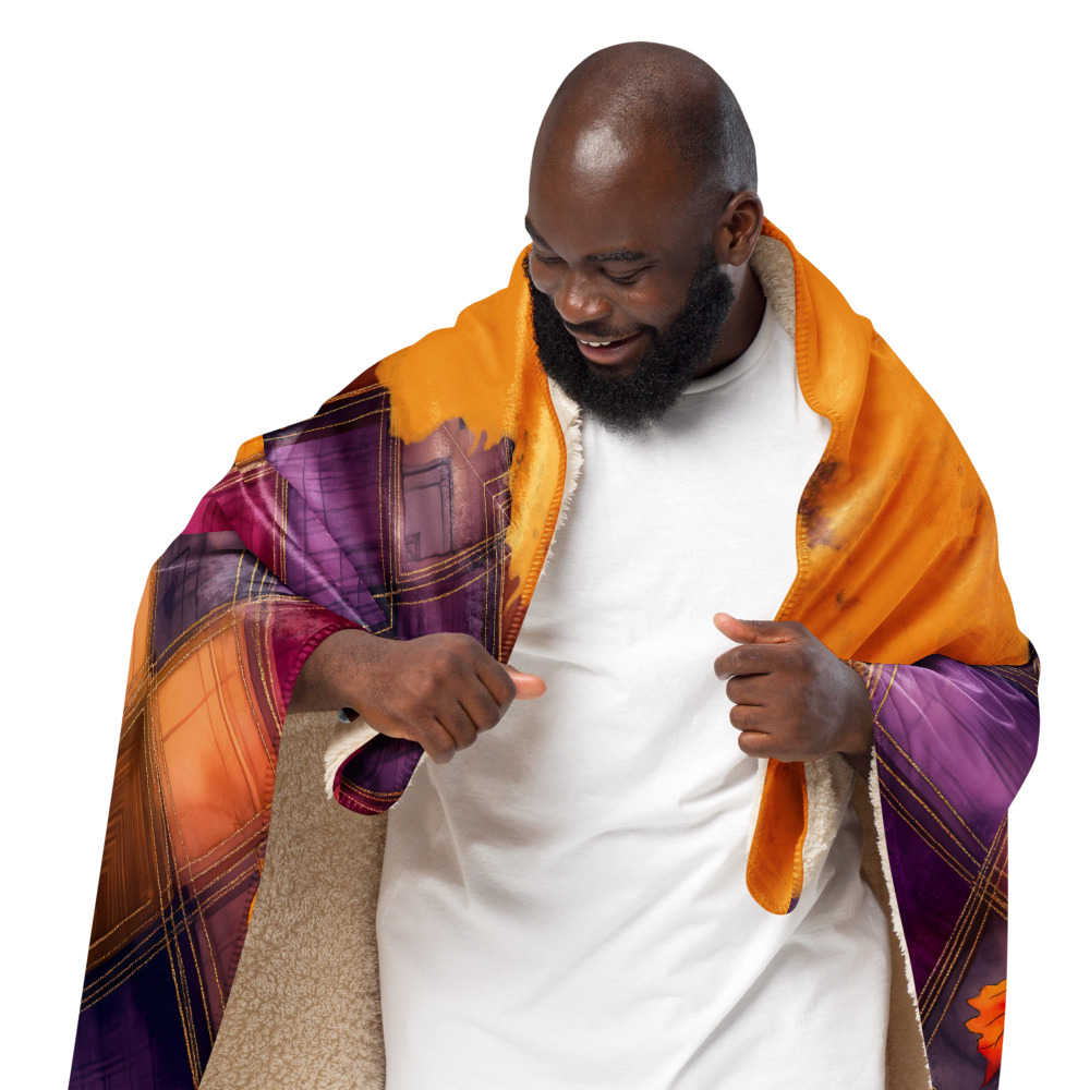 Manta de Elevación con Rombos morados y Pintura ámbar - Imagen 4