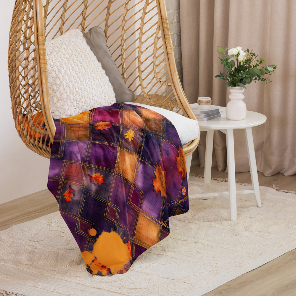 Manta de Elevación con Rombos morados y Pintura ámbar - Imagen 2