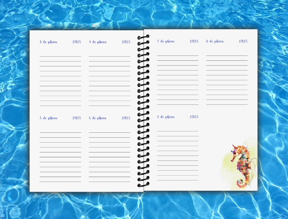 Agenda Semanal Océano Profundo 2025 en color y encuadernación en espiral - Imagen 3